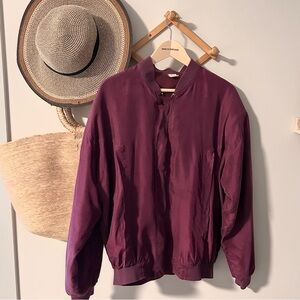Vintage Pierre Cardin Paris Silk Bomber Jacket – Burgundy  – Size M